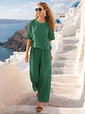 preiswerte Luxus Ko-ord Sets-Damen Onesie Sets Sexy Lässig Komfort Einfarbig Täglich Heim Rot orange Marineblau Schwarz Weiß Dunkelgrün Frühling Herbst