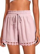 abordables Bermuda-Femmes Chinos Shorts Shorts d'été Vacances Mode Streetwear Court Taille haute Uni Cordon de serrage Dentelle Taille Élastique Confort Respirabilité Confortable Non Elastique Micro-Élastique Quotidien