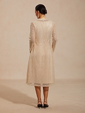 お買い得  花柄のブラウス-女性用 ジャケット スパンコール レース メッシュ エレガント 日常 レディース 長袖 クルーネック 日常 結婚式のゲスト シャンパン 夏 春 秋