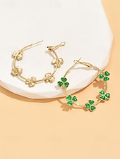  Pendientes de trébol de aleación para mujer, diseño de trébol verde, perfectos para el Día de San Patricio y uso diario informal.