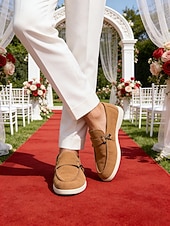ieftine Mocasini-Mocasini bej pentru bărbați, fără mâneci, design elegant cu talpă amortizată, stil formal confortabil pentru nunți în grădină, petreceri și ocazii speciale