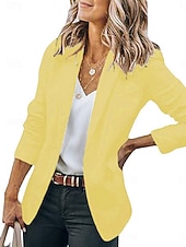 preiswerte Blazer &amp; Anzüge-Damen Blazer Bequem Tasche Mode Lässig Einfach Straße Alltagskleidung Ausgehen Wochenende Regulär Gekerbtes Revers Schlank Langarm Oberbekleidung Schwarz Weiß Gelb Frühling Herbst