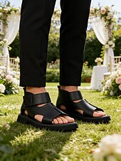 billiga Derby skor-Eleganta bröllopssandaler i konstläder för män, bekväma och snygga formella skor för bröllop, perfekta för sommarfester
