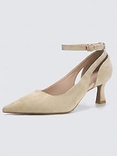 economico Madre della Sposa/Sposo-décolleté da donna con tacco a gattino e cinturino alla caviglia color albicocca: eleganti scarpe per la mamma della sposa per matrimoni all'aperto in giardino