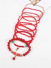 levne Dovolená příslušenství-Dámské vícebarevné korálkové náramky z pryskyřice a slitiny v bohémském stylu, moderní a zářivý vzhled, ideální na dovolenou i pro běžné nošení.