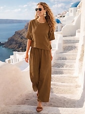 preiswerte Luxus Ko-ord Sets-Damen Onesie Sets Sexy Lässig Komfort Einfarbig Täglich Heim Rot orange Marineblau Schwarz Weiß Dunkelgrün Frühling Herbst