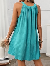 abordables Vestido blanco-Mujer Mini vestido Vestido informal Vestido de verano Elegante Moda Moderno Exterior Vacaciones Noche Ajuste regular Plano Sin Mangas Cuello halter Negro Blanco Verde Claro Rosa Verano Primavera