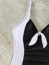 voordelige Eendelige badpakken-Dames Zwemkleding Een stukje Monokini Zwempak Buikcontrole Hoge taille Slank Blote rug Vakantie Strand Kleding Kleurenblok V-hals Mouwloos Badpakken