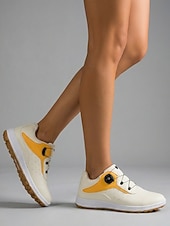 お買い得  女性用ゴルフシューズ-ダイヤル留めのレディースイエローゴルフシューズ - 通気性と滑り止め性に優れたレディース用パフォーマンススニーカー。ゴルフコース、トレーニング、ウォーキングに最適。 &amp;アウトドアスポーツ