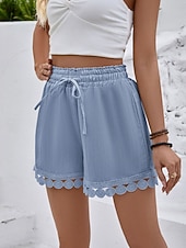 abordables Bermuda-Femmes Chinos Shorts Shorts d'été Vacances Mode Streetwear Court Taille haute Uni Cordon de serrage Dentelle Taille Élastique Confort Respirabilité Confortable Non Elastique Micro-Élastique Quotidien