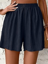 cheap Bermuda Shorts-Women's Chinos Shorts Summer Shorts Beach Shorts Vacation Fashion Streetwear Short High Waist Plain Elastic Waist Breathability Comfortable Micro-elastic Daily Vacation Holiday Black Navy Blue Khaki