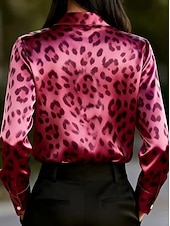 cheap Art&amp;Design Blouses-Women's Shirt Graphic Leopard Vintage Stylish Basic Long Sleeve Shirt Collar Regular Tops Daily Holiday Blue Pink Spring Fall