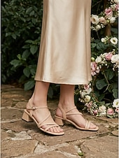 preiswerte Hochzeitsgast-Nudefarbene Riemchensandalen mit Blockabsatz – elegante, niedrige Schuhe mit eckiger Spitze für Hochzeitsgäste, ideal für Gartenhochzeiten und Partys im Freien. &amp;Sommerveranstaltungen