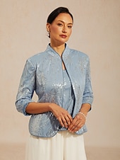  Mulheres Tops elegantes Elegante Gola Alta Azul Primavera Outono Inverno