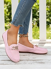 economico Slip-ons e mocassini da donna-Mocassino Rosso da Donna con Catena - Scarpe Slip-On Morbide e Confortevoli per Donna Stile Classico e Chic per Lavoro Ufficio Viaggi Giornaliero e Passeggiate in Città