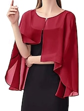 cheap Cape-Women's Wrap Mother's Wraps Bridal's Wraps Wedding Guest 's Wraps Cape Elegant Ladies Formal Style Sleeveless Chiffon Wedding Wraps With Pure Color For Daily Summer