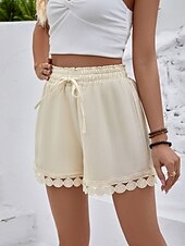 abordables Bermuda-Femmes Chinos Shorts Shorts d'été Vacances Mode Streetwear Court Taille haute Uni Cordon de serrage Dentelle Taille Élastique Confort Respirabilité Confortable Non Elastique Micro-Élastique Quotidien