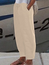 abordables Pantalon droit-Femmes Chinos Pantalon d'été Droit Mode Streetwear Occasionnel Longueur complète Taille haute Uni Avec Poches Ceinture Élastique Confortable Confort Doux Élastique Extérieur Vacances Rue Bleu Noir