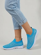 economico Sneakers da donna-scarpe da ginnastica slip-on da donna con strass rosa - tomaia in Flyknit traspirante, leggere &amp;scarpe sportive casual scintillanti per camminare, fare jogging, viaggiare, indossare ogni giorno