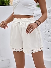 abordables Bermuda-Femmes Chinos Shorts Shorts d'été Vacances Mode Streetwear Court Taille haute Uni Cordon de serrage Dentelle Taille Élastique Confort Respirabilité Confortable Non Elastique Micro-Élastique Quotidien