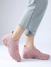 economico Sneakers da donna-scarpe da ginnastica casual da donna in Flyknit rosa - scarpe da ginnastica traspiranti, morbide e ammortizzate, comode da indossare ogni giorno, per viaggi, lavoro, shopping, fitness e attività