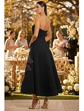  Corte A Hasta el Tobillo Vestido Invitada Boda Vestido formal Vestido de noche Trajes de gala Elegante Sin Mangas Sin Tirantes Fiesta de baile Formal Satén Rayado con Estampado flor