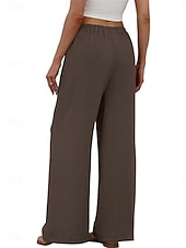 ieftine picior lat și talie înaltă-Pentru femei Pantaloni Pantaloni casual Drept Modă Șic Stradă De Bază Lungime totală Talie Înaltă Simplu Cordon Buzunar Talie elastică Comfortabil Inelastic Zilnic Vacanță Stradă Negru Bleumarin