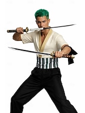tanie Kostiumy męskie-Ocean Adventurer Pirat Słomkowy Kapelusz Szermierz w stylu trzech mieczy Kostium Cosplay Stroje Anime Cosplay for Męskie Dla dorosłych Halloween Karnawał Impreza Spektakl