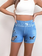 preiswerte -Damen Chinos Shorts Streetwear Lässig Kurz Mittlere Taillenlinie Schmetterling Drucken Bequem Dehnbar Täglich Heim Outdoor Blau Königliches Blau Hellblau Sommer Frühling Lässiger Schnitt