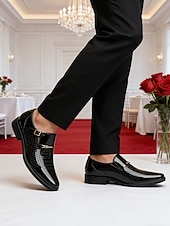 Χαμηλού Κόστους Μπαλαρίνες-Ανδρικά μοκασίνια από συνθετικό δέρμα σε μαύρο χρώμα, κομψά γαμήλια παπούτσια με slip-on για γαμπρούς και επίσημες εκδηλώσεις