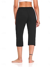 economico Pantaloni a gamba dritta-Per donna Chinos Dritto Vacanza Essenziale Casual Lunghezza al polpaccio Vita Alta Semplice Tasca Fascia Elastica Comodo Morbido Confortevole Elasticizzato All'aperto Streetwear blu navy Nero Grigio