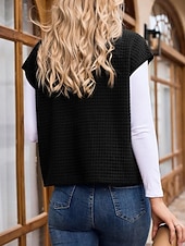 cheap Vest-Women's Casual Jacket Comfortable Breathable Zipper Pocket Buttons Casual Plain Casual Vacation Street Daily Wear Zipper Regular Turndown Regular Fit Short Sleeves Outerwear Black White Brown Spring