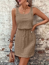 preiswerte Weißes Kleid-Damen Minikleid A Linie Kleid Sommerkleid Lässig Täglich Normale Passform Einfach Ärmellos U-Ausschnitt Blau Schwarz Weiß Königliches Blau Sommer Frühling