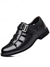 halpa Sandals-Men's Wedding Shoes, Classic Black Faux Leather Comfortable Fit, Perfect for Groom and Wedding Ceremonies