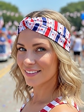 economico Accessori-Stati Uniti 250° Anniversario Fascia per Capelli in Poliestere Patriottica da Donna Wrap per Capelli in Elastico Estensibile con Molti Stili di Bandiera USA Leggera e Confortevole Festiva per il