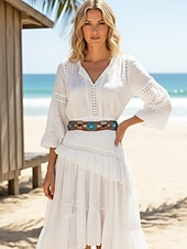 halpa Naisten vyö-Naisten boheemi vahanurmivyö turkooseilla kivikoristeilla, säädettävä punottu vyö, monivärinen vintage-tyylinen asuste naisille, täydellinen jokapäiväiseen käyttöön, lomalle, rannalle ja lomakohteeseen