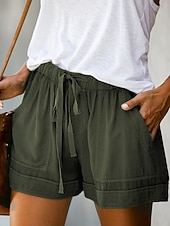 preiswerte Bermudashorts-Damen Shorts Sommershorts Baggy-Shorts Urlaub Mode Streetwear Kurz Hohe Taille Einfach Kordelzug Tasche Elastischer Bund Atmungsaktivität Bequem Unelastisch Täglich Urlaub Straße Hellgrau Schwarz