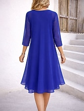  Unabhängigkeitstag Patriotisches Damen Kleid Set A-Linien Kleid Elegant Urlaub Grafische Flagge Gestuften Druck Midi Kleid Halblange Ärmel Rundhals Alltag Blau Sommer Frühling Reguläre Passform