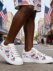  sneakers casual patriottiche da uomo – bianche con design a stelle e strisce rosse e blu, ideali per le celebrazioni del 250° anniversario, comode da indossare tutto il giorno