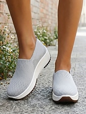 cheap Women's Sneakers-Women's Purple Breathable Knit Slip-On Sneakers - Lightweight Walking Shoes for Daily Walking, Travel, Work, Shopping, Fitness &amp; Everyday Wear