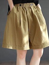 billige Benklær til kvinner-Dame Imitert bomullslin kinesisk Shorts Sommershorts Ferie Mote Gatemote Full lengde Høy Midje عادي Lomme Elastisk midje comfy Komfort Myk Elastisk utendørs Gate Aprikos Svart Grønn Kakifarget Sommer