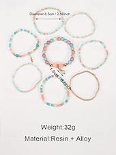 levne Dovolená příslušenství-Dámské vícebarevné korálkové náramky z pryskyřice a slitiny v bohémském stylu, moderní a zářivý vzhled, ideální na dovolenou i pro běžné nošení.