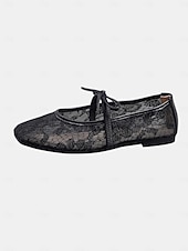 cheap Bridesmaid-Women's Blush Pink Lace Ballet Flats, Bow-Tie Comfortable Dress Shoes, Elegant Bridesmaid Flats for Garden Weddings