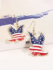 economico Accessori-Orecchini pendenti patriottici in lega per donne per il 250° anniversario degli Stati Uniti stili multipli della bandiera USA e cuori gioielli dichiarativi rossi bianchi e blu per feste e festival
