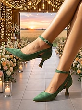 economico Madre della Sposa/Sposo-décolleté da donna con tacco a gattino e cinturino alla caviglia color albicocca: eleganti scarpe per la mamma della sposa per matrimoni all'aperto in giardino