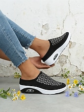 Χαμηλού Κόστους Γυναικεία Sneakers-Γυναικεία κόκκινα casual αθλητικά mules με πλατφόρμα αέρα - αναπνεύσιμο πλέγμα στο πάνω μέρος, ελαφριά και άνετα παπούτσια για περπάτημα για γυναίκες, ιδανικά για καθημερινή χρήση, ταξίδια, ψώνια,