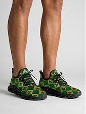  miesten Pyhän Patrickin päivän apilankuvioiset lenkkarit - kevyet urheilukengät ilmatyynypohjalla, vihreät &kultainen muotoilu, sopii erinomaisesti vapaa-ajan käyttöön &paraatit