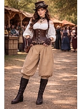 preiswerte Unterteile-Mittelalterlich Renaissance Steampunk Piratenhose Pirat Kostüm Damen Vikinger Seeräuber Fantasie Leistung LARP Renaissance-Messe Erwachsene Hose Frühling