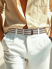 Недорогие Мужские ремни-Мужской эластичный плетеный пояс, полиэстер, различные цвета, идеально подходит для отдыха и повседневной носки.