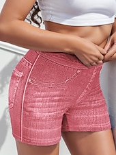 abordables -Mujer Chinos Pantalón corto Ropa de calle Casual Longitud total Media cintura Plano Bolsillo Cintura elástica Confortable Microelástico Exterior Vacaciones Calle Azul Piscina Negro Rosa Marrón